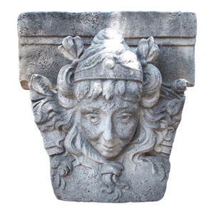 Antique French Carved Keystone Mascaron Building or Garden Ornament, Circa 1850