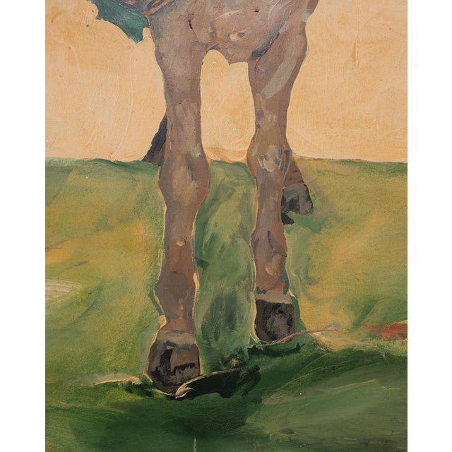Ira Yeager 20th C. Corfu Woman on Donkey Oil Canvas Painting 6 Ft For Sale - Image 9 of 18