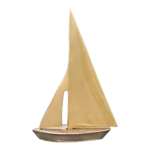 Vtg Brass Sailboat Marble Onyx Base Paperweights
