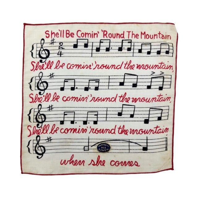 Vintage Set 4 Falflax Musical Song Linen Holiday Cocktail Napkins For Sale - Image 4 of 9