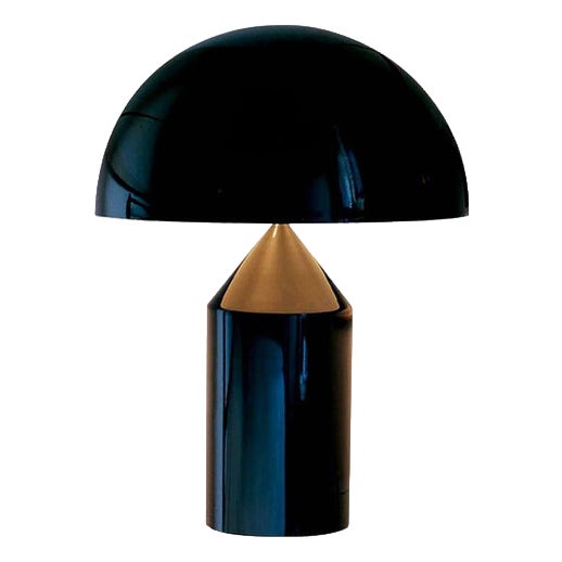 Atollo Small Black Metal Table Lamp by Vico Magistretti for Oluce For Sale
