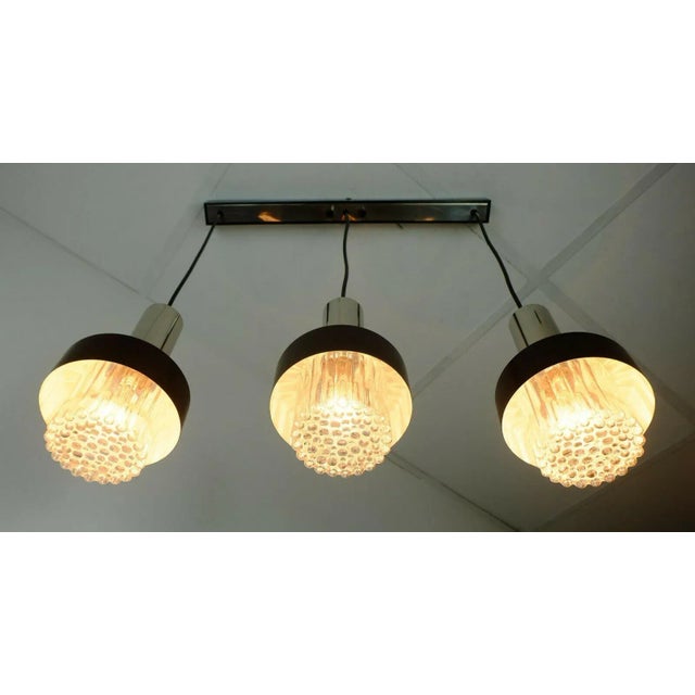 Mid-Century Modern Black Bubble Glass Chrome Metal Pendant Lamp, 1960s For Sale - Image 9 of 11