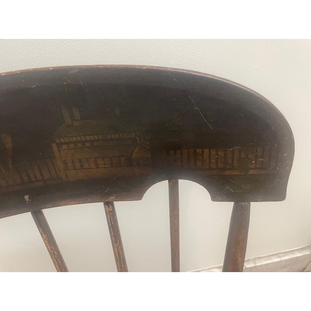 Wood Rare Early 19th Century American Windsor "Nursing" Rocker – Hand-Painted Folk Art For Sale - Image 7 of 10