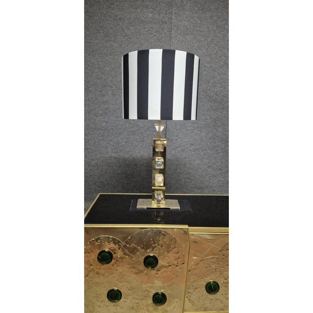 Sculptural table lamp designed and produced by Justfurnituress, made entirely of brass with decorative Murano glass...