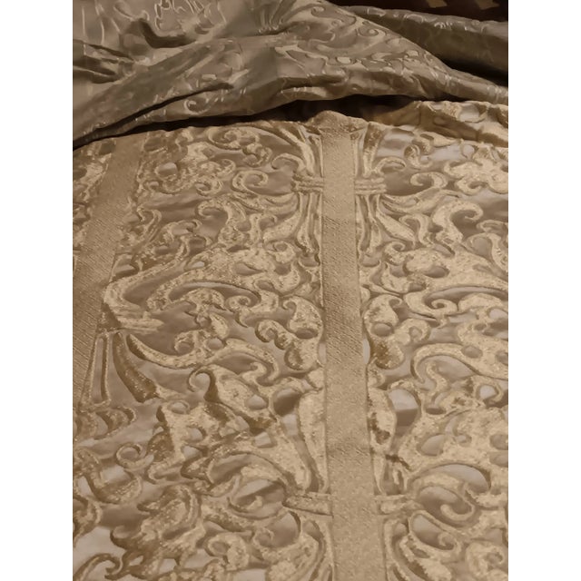 Textile Scalamandre Elegant Italian Embossed Chartreuse Silk Upholstery Fabric- 6 Yards For Sale - Image 7 of 18