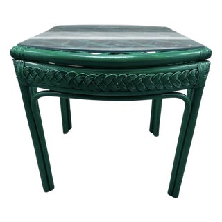 Green Rattan Side Table For Sale