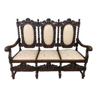 19th Century Carolean Walnut Settee, 1880 For Sale