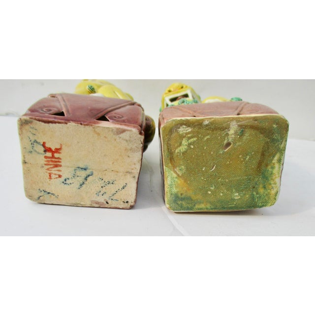 Antique Chinese Porcelain Sanci Glaze Foo Dogs - A Pair of 2 For Sale In New York - Image 6 of 6