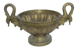 Deco Brass Bowl, Design Maybe Swans , Heavy Solid Casting, Large Center Piece