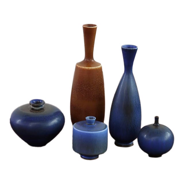 Set of Five Mid-Century Vases by Berndt Friberg For Sale