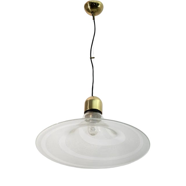 Mid-Century Modern Pendant Lamp in Spiral Murano Glass, Italy, 1970s For Sale