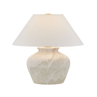 Hudson Valley Lighting Allards 24 in. 1 Light Table Lamp in Aged Brass and Ceramic Watercolor Sand Finish For Sale