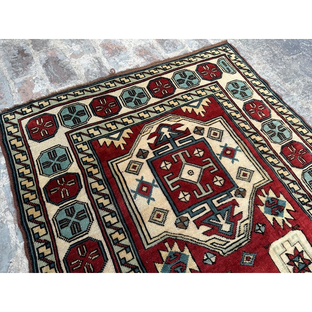 Vintage Hand Knotted Kazak Rug For Sale - Image 6 of 8