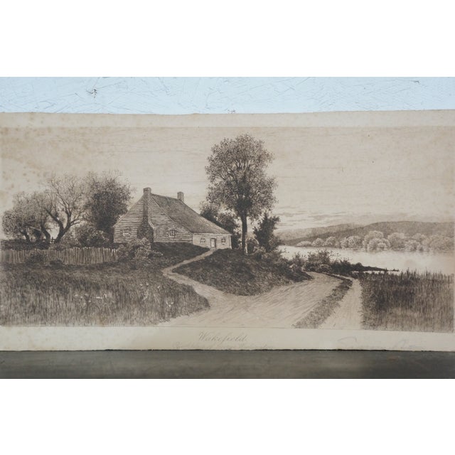 Antique Ernest C Rost Signed Wakefield Birthplace of George Washington Etching For Sale - Image 4 of 10