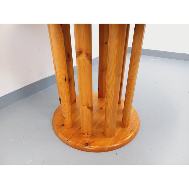 Wood Vintage Scandinavian Pine Round Dining Table with Extensions in the style of Rainer Daumiller, 1970s For Sale - Image 7 of 18