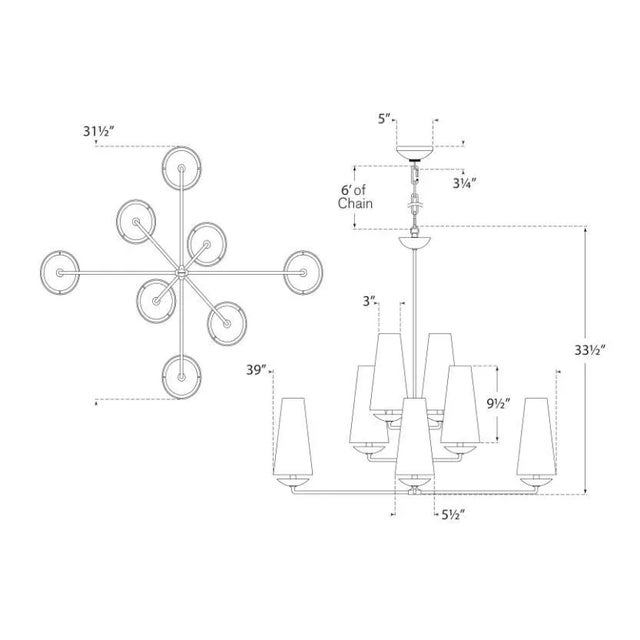 Modern AERIN for Visual Comfort Signature Fontaine Large Offset Chandelier in Aged Iron with Linen Shades For Sale - Image 3 of 3