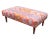 This Mid-Century Handwoven Kilim Upholstered Ottoman has artisanal and Mid-Century form, covered in a vibrant fabric - an...