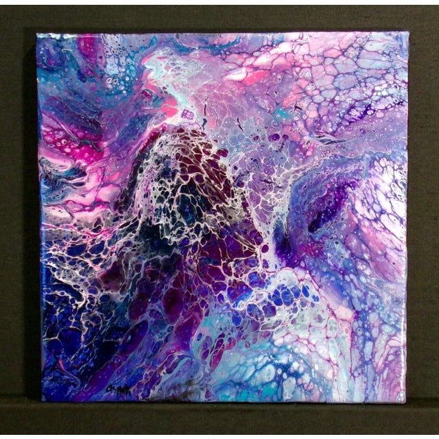 Unframed abstract original acrylic & mixed media painting on stretched canvas by American artist Christine Smith. Hand...