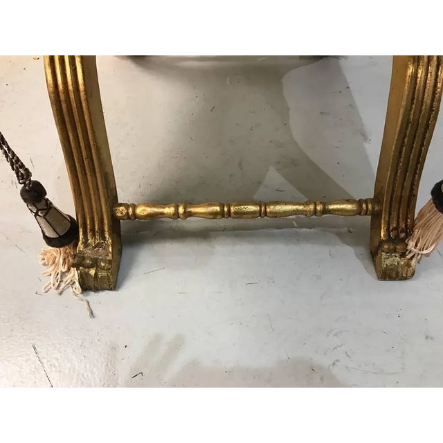 Late 20th Century Late 20th Century Giltwood Bench with Pillow and Nailheads For Sale - Image 5 of 8