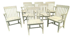 Late 20th Century Vintage French Country Inspired Set of Eight Side Chairs or Dining Chairs.