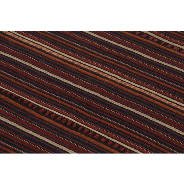 1950s Vintage Persian Kilim, Vertical Stripes in Deep Red and Earth Tones - Rug & Kilim For Sale - Image 5 of 7
