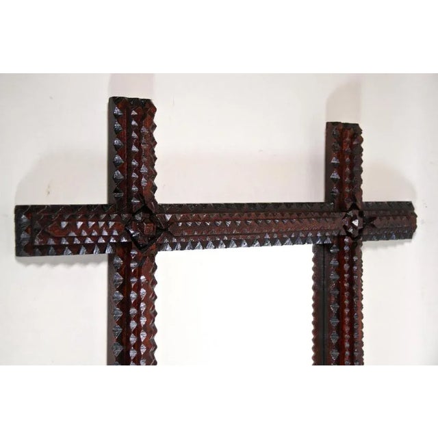 Hand-Carved Tramp Art Wall Mirror, Austria, 1870s For Sale - Image 4 of 18