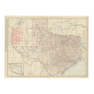 Antique Map of Texa The Lone Star State by Ran McNally, 1899 For Sale