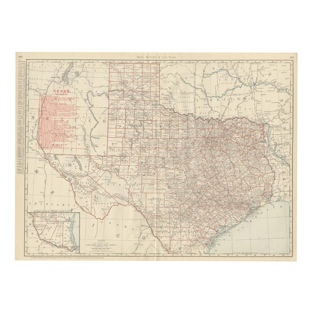 Antique Map of Texa The Lone Star State by Ran McNally, 1899 For Sale