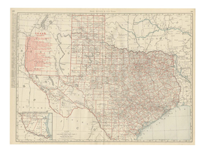 Antique Map of Texa The Lone Star State by Ran McNally, 1899