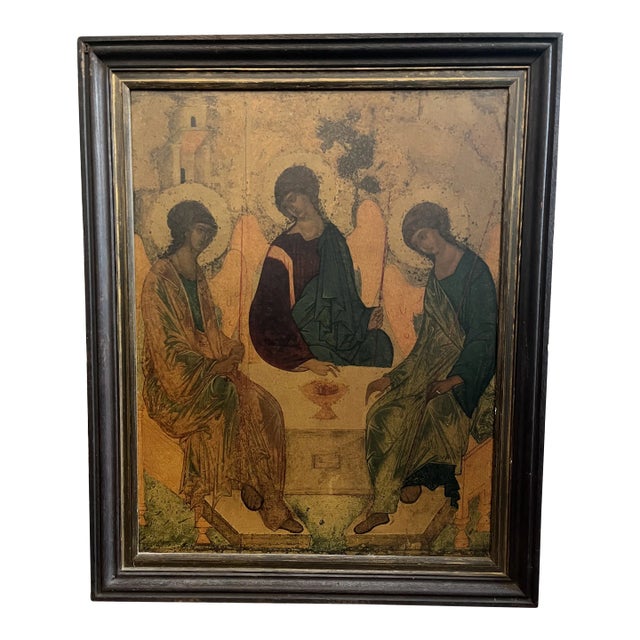 Late 19th Century Holy Trinity Russian Orthodox Icon- Andrei Rūblev For Sale