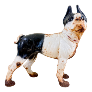 Antique 1900s Hubley Cast Iron French Bulldog Doorstop, Original Painted Finish