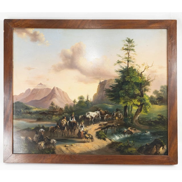 Continental European Alpine Scene Oil Painting on Tin For Sale - Image 12 of 12
