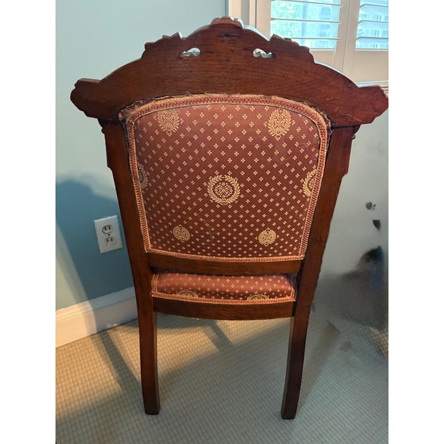 Wood 1870's American Renaissance Revival Ladies Parlor Chairs - Attributed to Prudent Mallard - Pair For Sale - Image 7 of 10