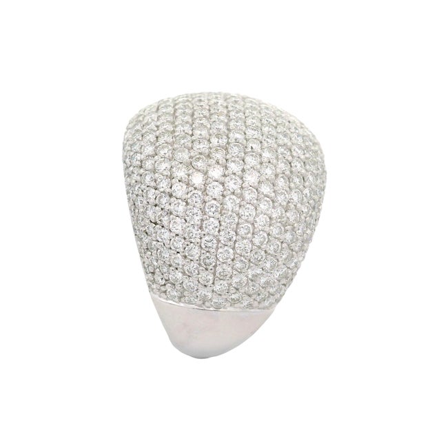 Metal Diamond 18k White Gold Pave Dome Wide Ring, Size 6.75 For Sale - Image 7 of 8