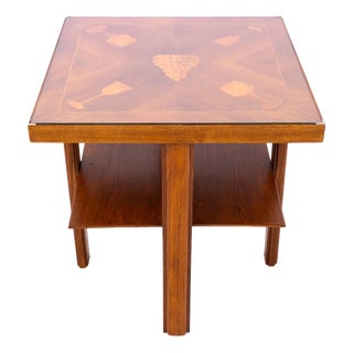 Art Deco Table with Wine-Themed Marquetry, Poland, 1930s For Sale
