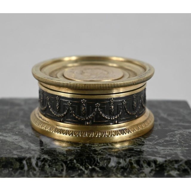 Inkwell with the Virgin in Bronze and Marble, Late 19th Century For Sale - Image 9 of 16