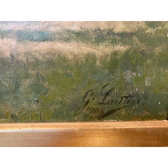 Late 19th Century Large Guillaume Lauters 19th-C Pastoral Landscape Oil Painting, Superb Frame For Sale - Image 5 of 6