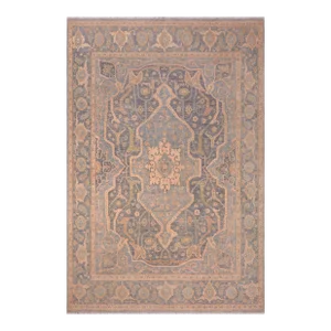 1990s Rustic Heriz Ziegler Gray Blue Hand-Knotted Rug - 7'11'' X 9'7''
