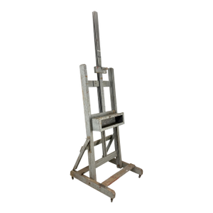 Antique 1910s Studio Easel e.h. A.c. Friedrichs & Co. Professional Artist Adjustable Gray Painted Wood Industrial Art Display