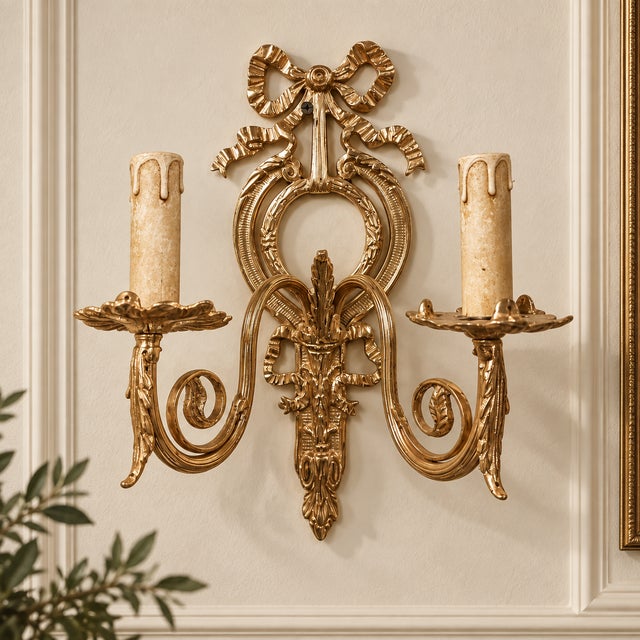 Bring the elegance of French decorative arts into your interior with this striking two-light wall sconce, featuring an...