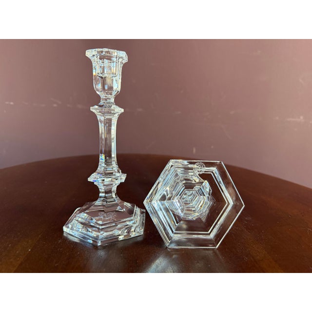 Cristalleries De Baccarat Baccarat Harcourt / Versailles 7” High Candle Sticks (Pair). For Sale - Image 4 of 6