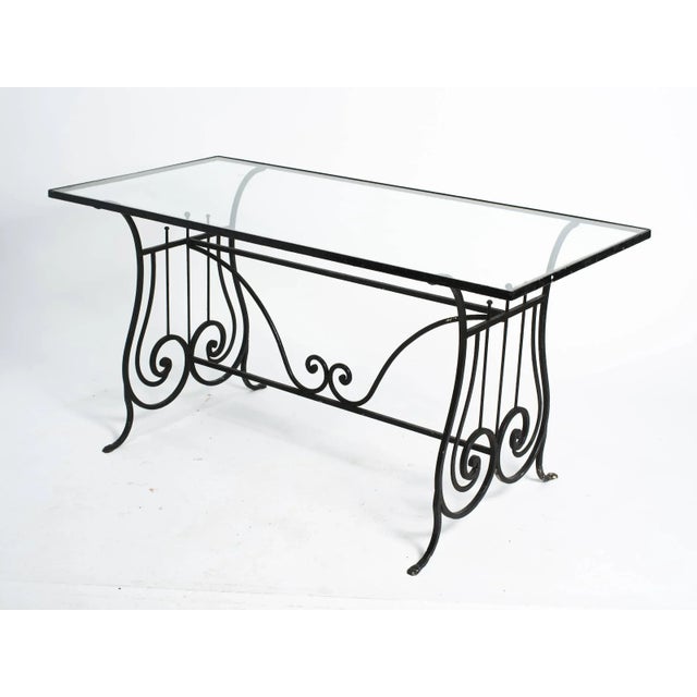 Metal 1940s Vintage Iron Lyre Garden Table For Sale - Image 7 of 7