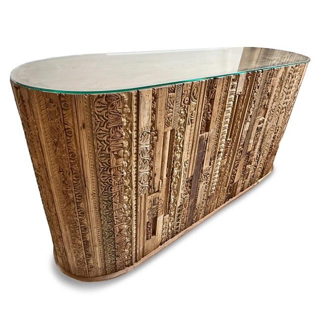 Mid 20th Century Vintage Oval Wood Moulding Bar Counter For Sale - Image 5 of 13