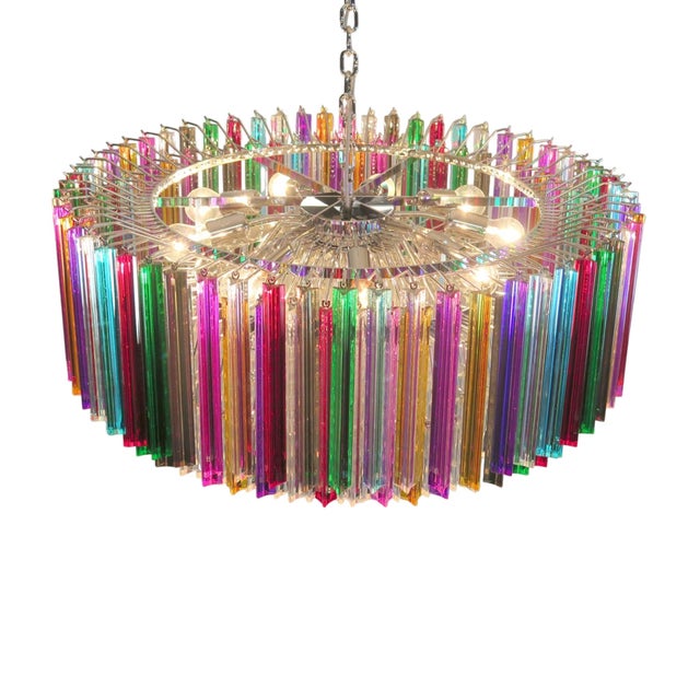 Large Italian Pendant Light with 393 Multicolored Prisms from Justfurnituress SRL For Sale - Image 9 of 12
