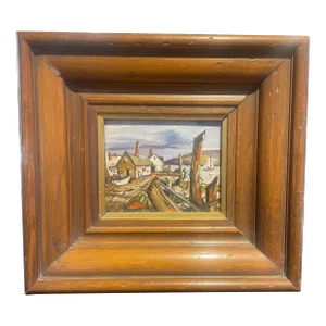 Vintage 1972 Harbor Oil Painting by Davenport, Framed