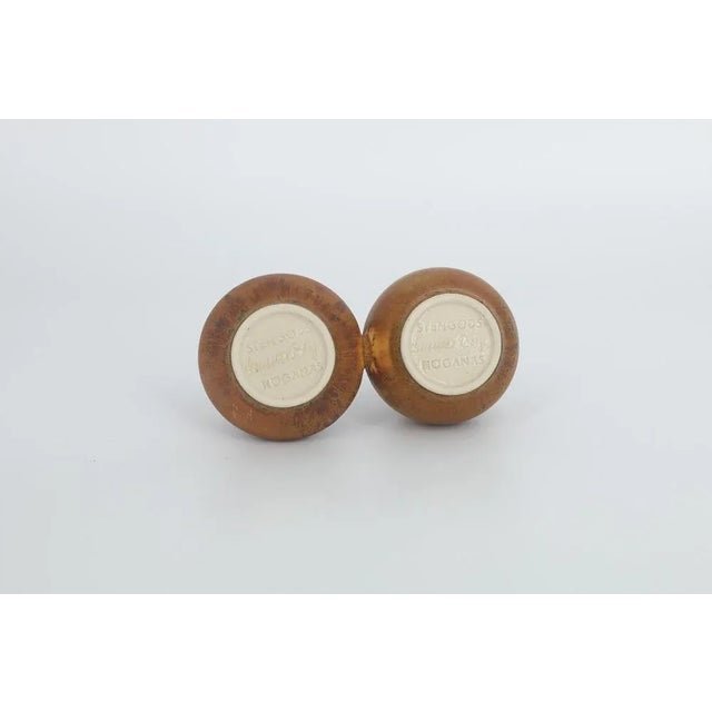 Small Mid-Century Scandinavian Modern Collectible Double Brown Stoneware Vases by Gunnar Borg for Höganäs Keramik, 1960s, Set of 2 For Sale - Image 4 of 8