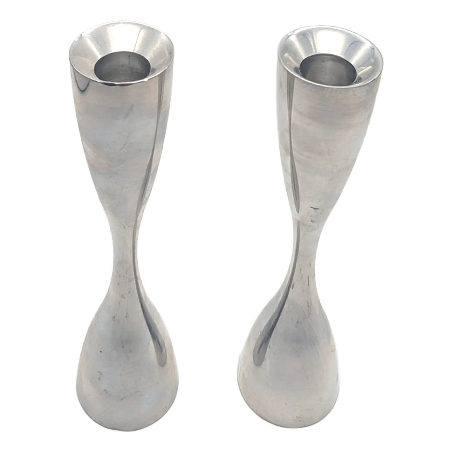 1990s Nambé Karim Rashid Alloy Candle Holders