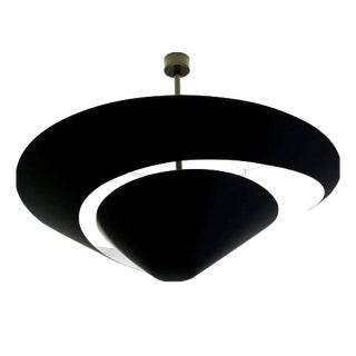 Large Mid-Century Modern Black Snail Ceiling or Wall Lamp by Serge Mouille For Sale