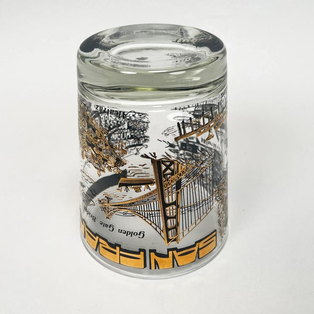 1970s 1970s Swanky Mid-Century Modern Barware Gilded San Francisco Souvenir Glasses - a Pair For Sale - Image 5 of 13