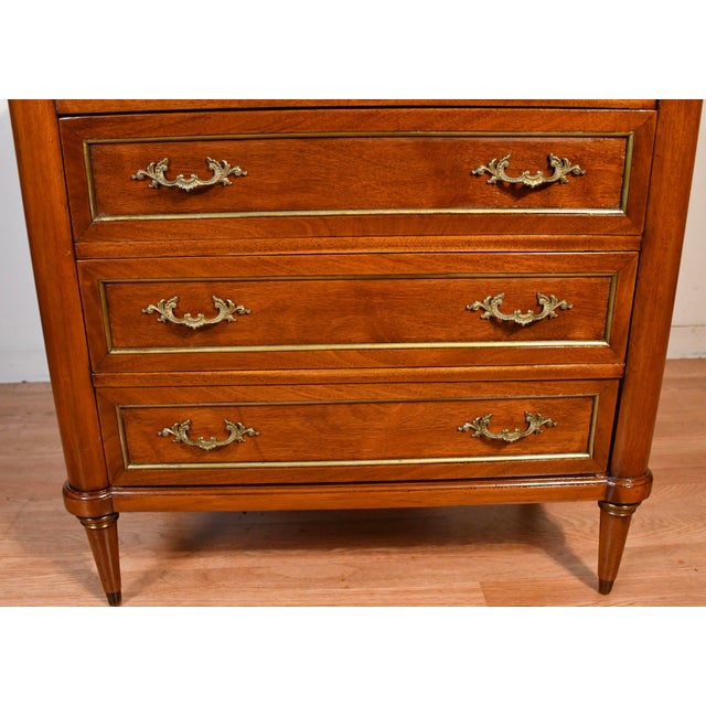 1920s Antique French Louis XVI Mahogany Marble Top Commode Dresser For Sale - Image 6 of 15